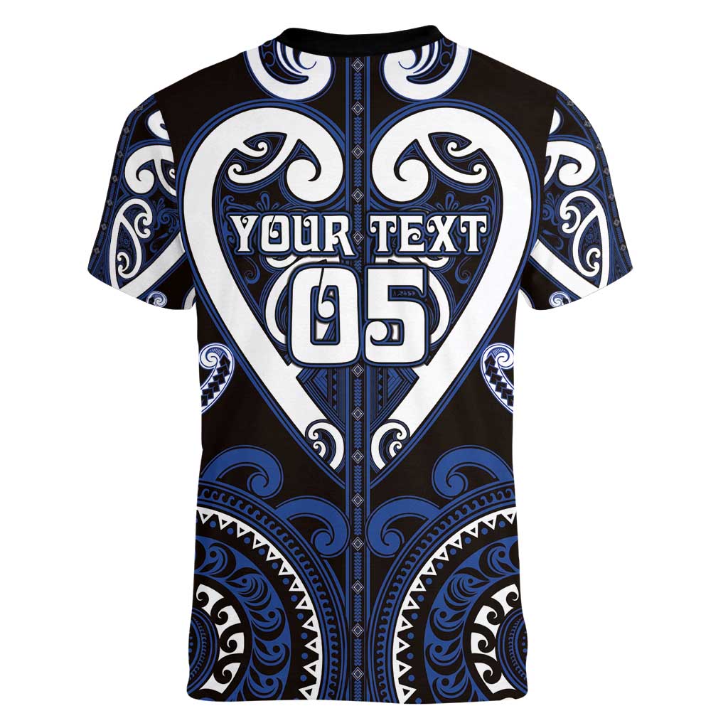 Custom Aotearoa Ngati Tuwharetoa Women V-Neck T-Shirt Maori Tribal Pattern