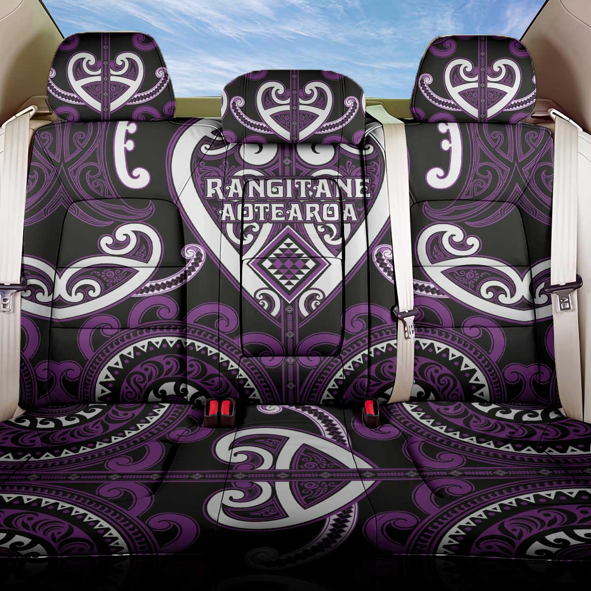 Aotearoa Rangitane Back Car Seat Cover Maori Tribal Pattern LT05 One Size Purple - Polynesian Pride