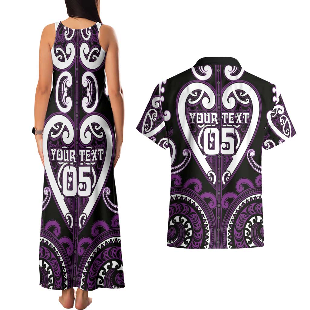 Custom Aotearoa Rangitane Couples Matching Tank Maxi Dress and Hawaiian Shirt Maori Tribal Pattern