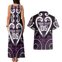 Custom Aotearoa Rangitane Couples Matching Tank Maxi Dress and Hawaiian Shirt Maori Tribal Pattern