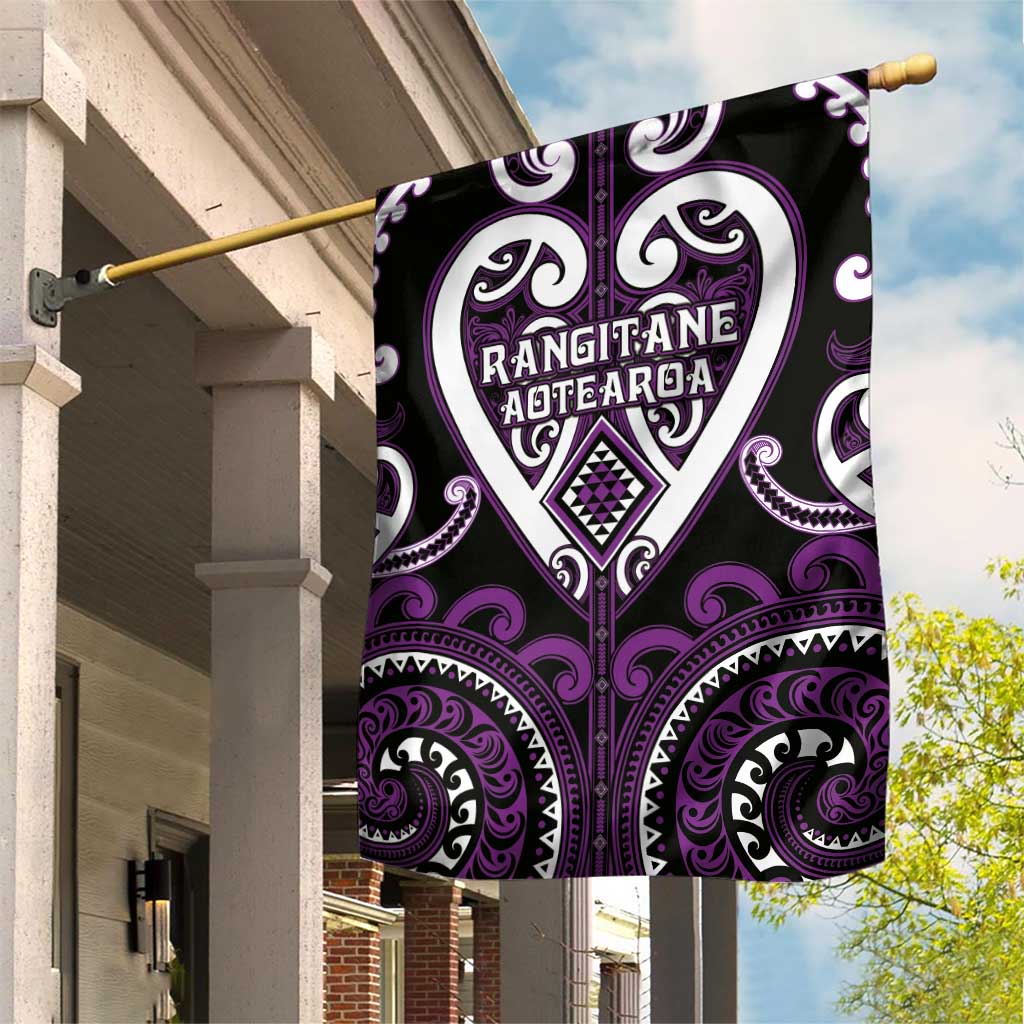 Aotearoa Rangitane Garden Flag Maori Tribal Pattern LT05 House Flag Purple - Polynesian Pride