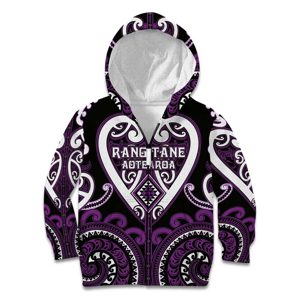 Custom Aotearoa Rangitane Kid Hoodie Maori Tribal Pattern