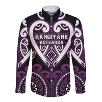 Custom Aotearoa Rangitane Long Sleeve Button Shirt Maori Tribal Pattern