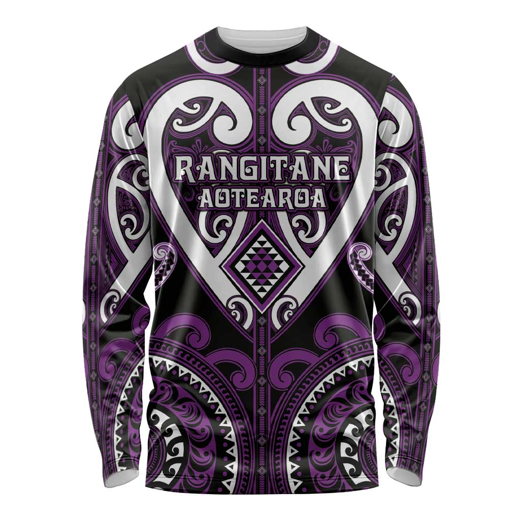 Custom Aotearoa Rangitane Long Sleeve Shirt Maori Tribal Pattern