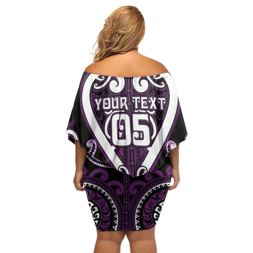 Custom Aotearoa Rangitane Off Shoulder Short Dress Maori Tribal Pattern