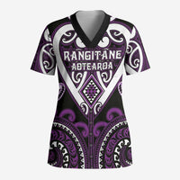 Custom Aotearoa Rangitane Scrub Top Maori Tribal Pattern - Polynesian Pride