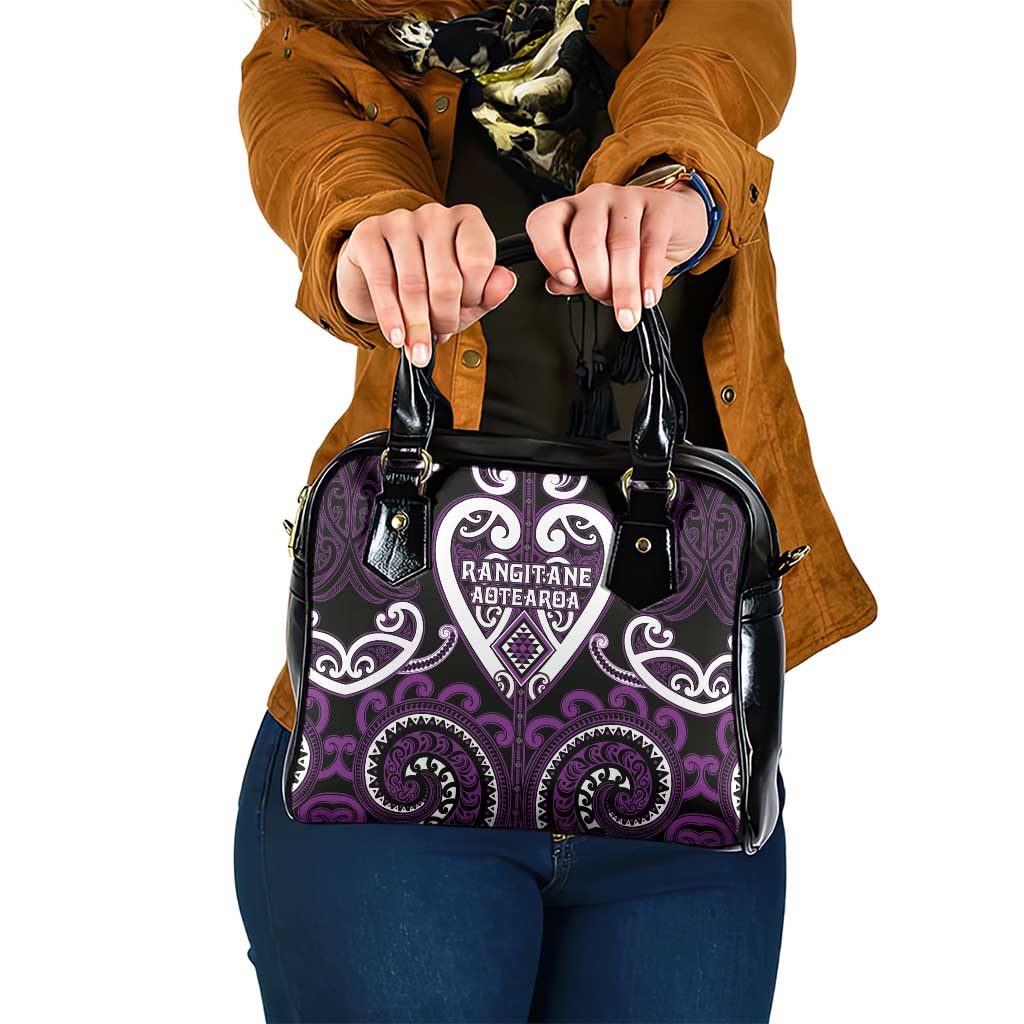 Aotearoa Rangitane Shoulder Handbag Maori Tribal Pattern LT05 One Size Purple - Polynesian Pride