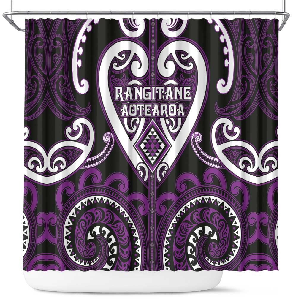 Aotearoa Rangitane Shower Curtain Maori Tribal Pattern LT05 Purple - Polynesian Pride