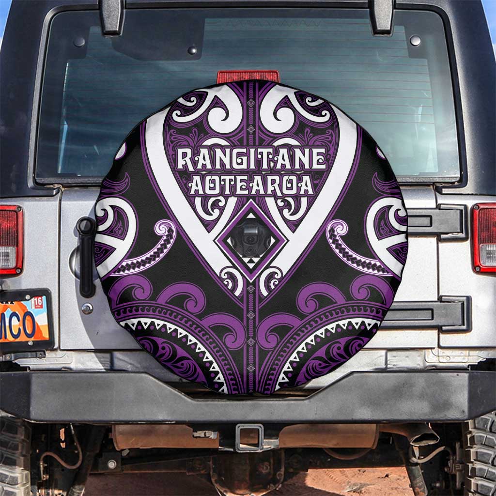 Aotearoa Rangitane Spare Tire Cover Maori Tribal Pattern LT05 Purple - Polynesian Pride