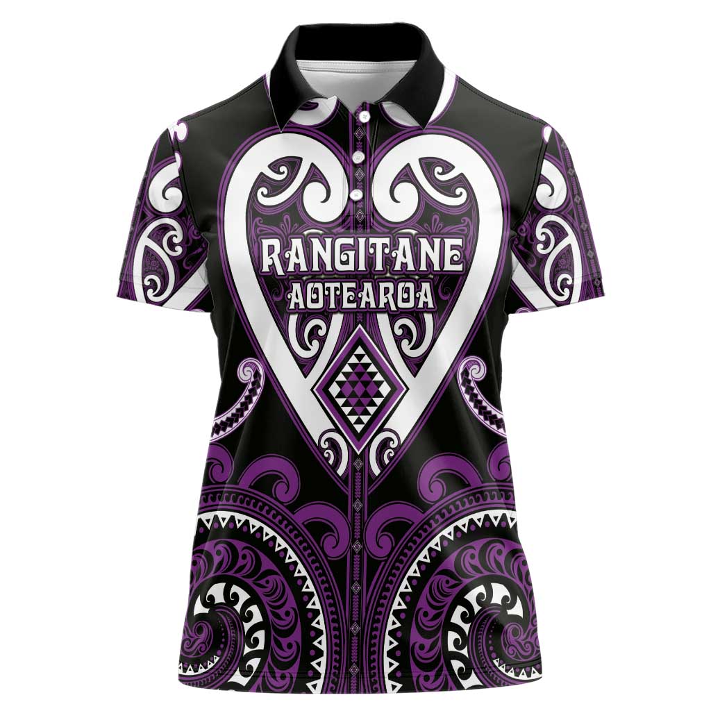 Custom Aotearoa Rangitane Women Polo Shirt Maori Tribal Pattern