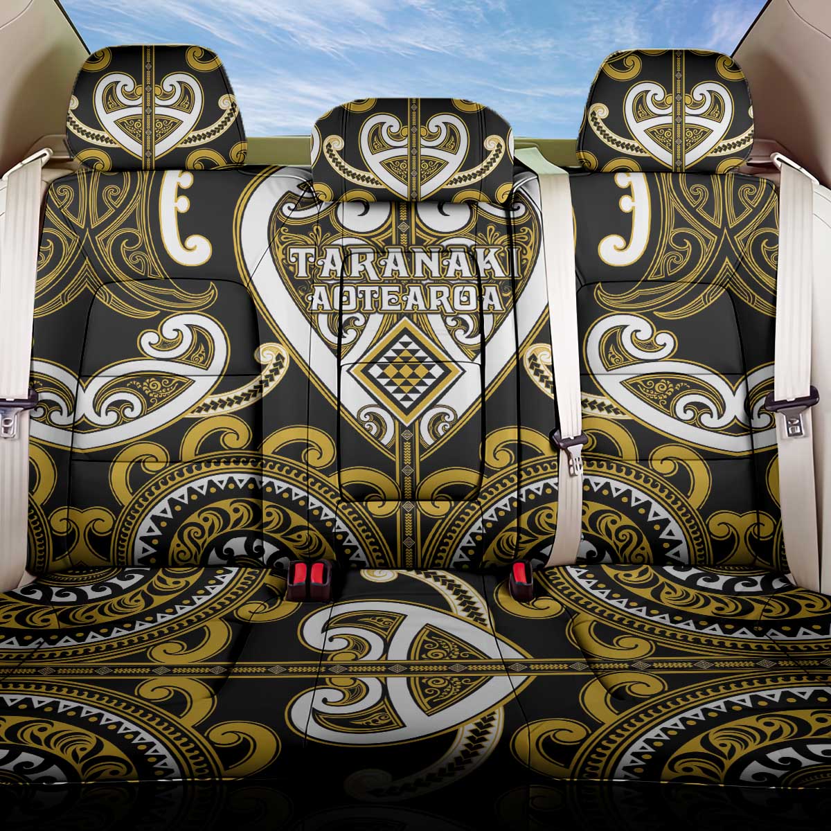 Aotearoa Taranaki Back Car Seat Cover Maori Tribal Pattern LT05 One Size Yellow - Polynesian Pride