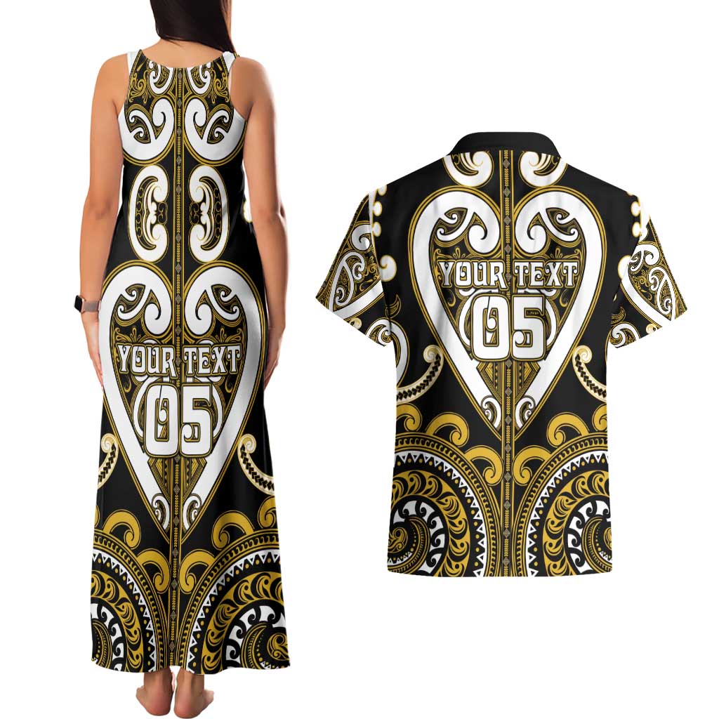 Custom Aotearoa Taranaki Couples Matching Tank Maxi Dress and Hawaiian Shirt Maori Tribal Pattern
