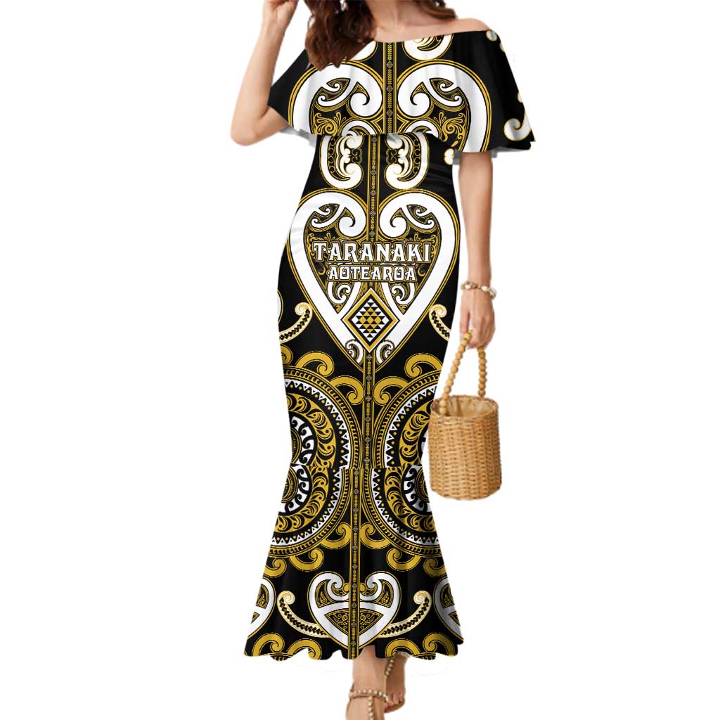 Custom Aotearoa Taranaki Family Matching Mermaid Dress and Hawaiian Shirt Maori Tribal Pattern