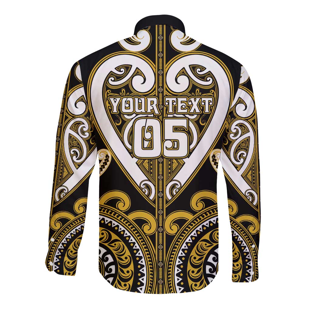 Custom Aotearoa Taranaki Long Sleeve Button Shirt Maori Tribal Pattern