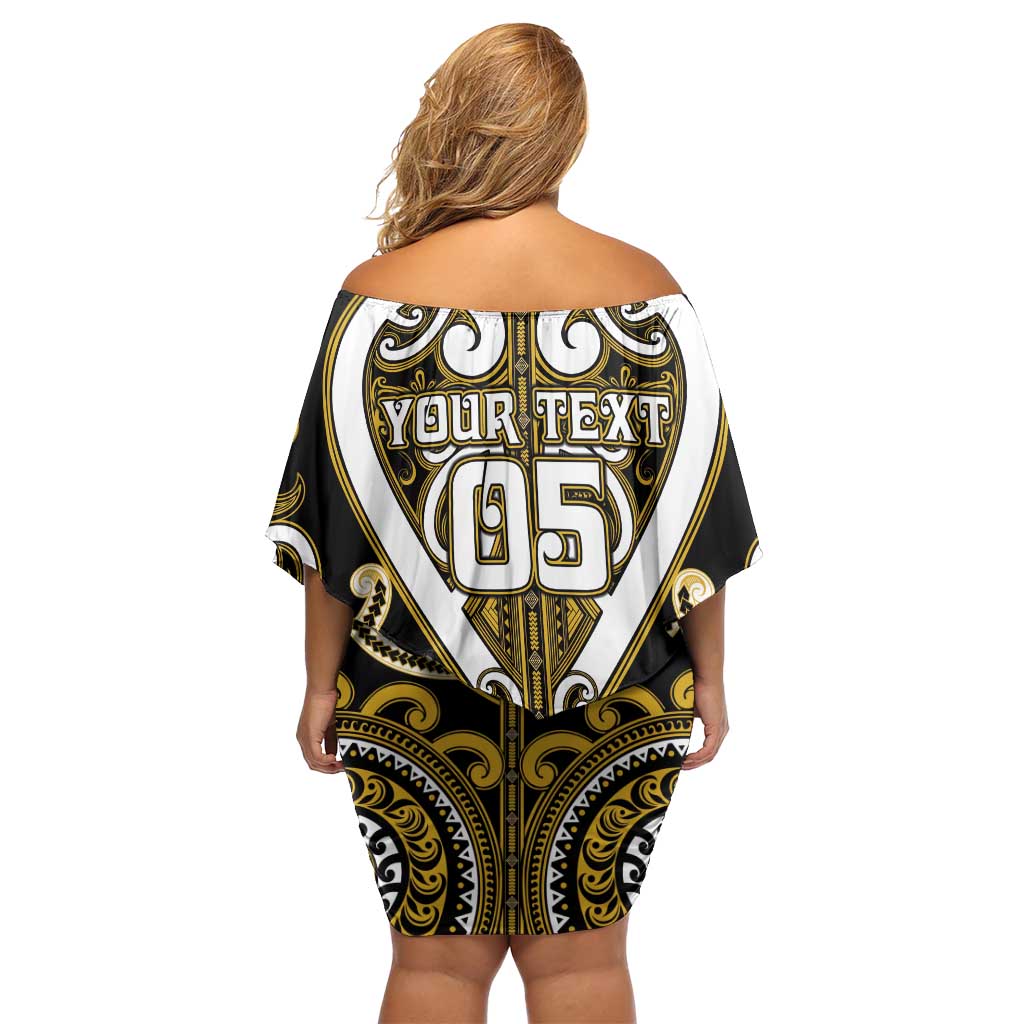 Custom Aotearoa Taranaki Off Shoulder Short Dress Maori Tribal Pattern