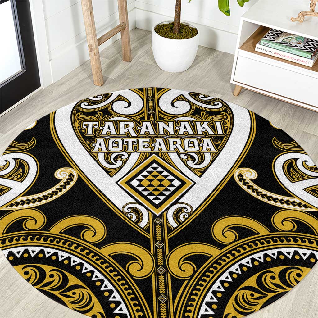 Aotearoa Taranaki Round Carpet Maori Tribal Pattern LT05 Yellow - Polynesian Pride
