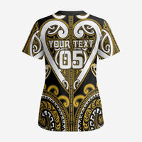 Custom Aotearoa Taranaki Scrub Top Maori Tribal Pattern - Polynesian Pride