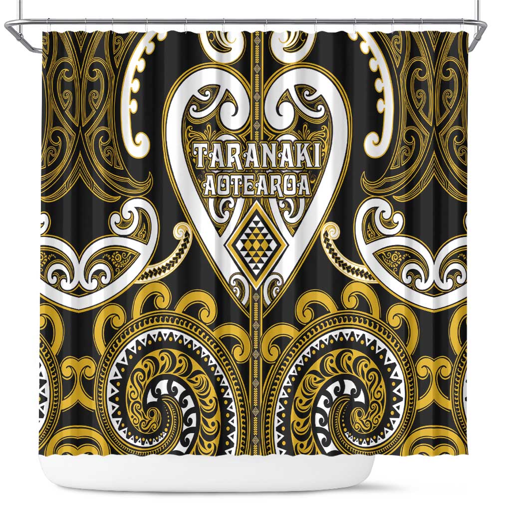 Aotearoa Taranaki Shower Curtain Maori Tribal Pattern LT05 Yellow - Polynesian Pride