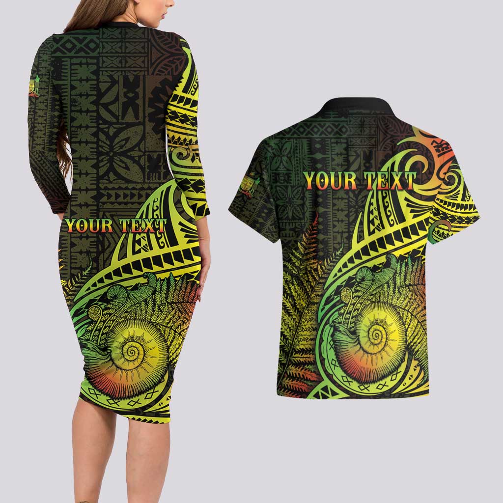 Personalised Fiji Lovoni Day Couples Matching Long Sleeve Bodycon Dress and Hawaiian Shirt 154th Years