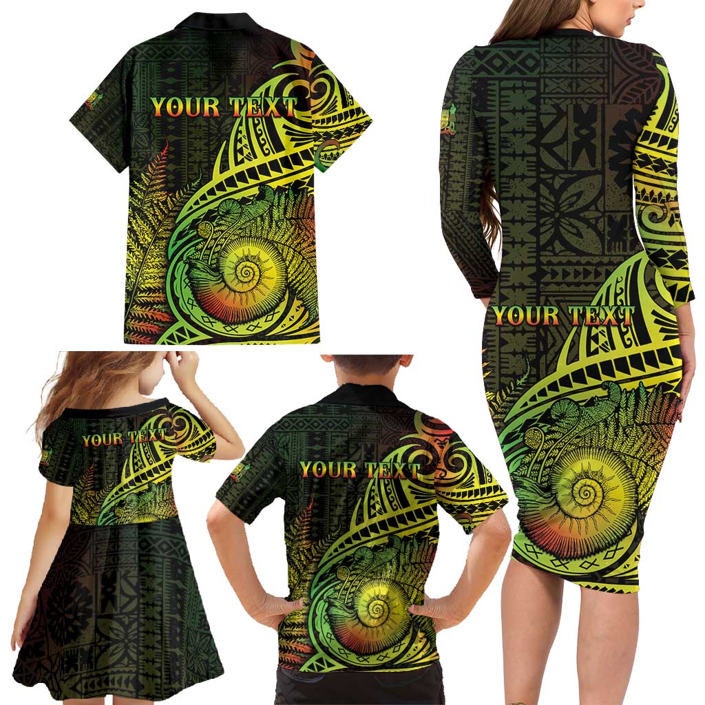 Personalised Fiji Lovoni Day Family Matching Long Sleeve Bodycon Dress and Hawaiian Shirt 154th Years LT05 - Polynesian Pride