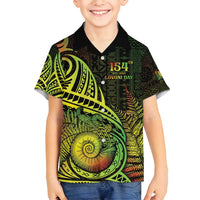 Personalised Fiji Lovoni Day Family Matching Long Sleeve Bodycon Dress and Hawaiian Shirt 154th Years LT05 Son's Shirt Reggae - Polynesian Pride