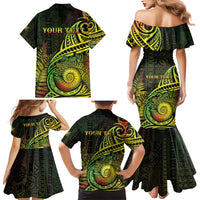Personalised Fiji Lovoni Day Family Matching Mermaid Dress and Hawaiian Shirt 154th Years LT05 - Polynesian Pride