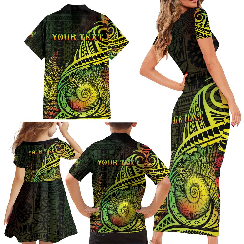 Personalised Fiji Lovoni Day Family Matching Short Sleeve Bodycon Dress and Hawaiian Shirt 154th Years LT05 - Polynesian Pride