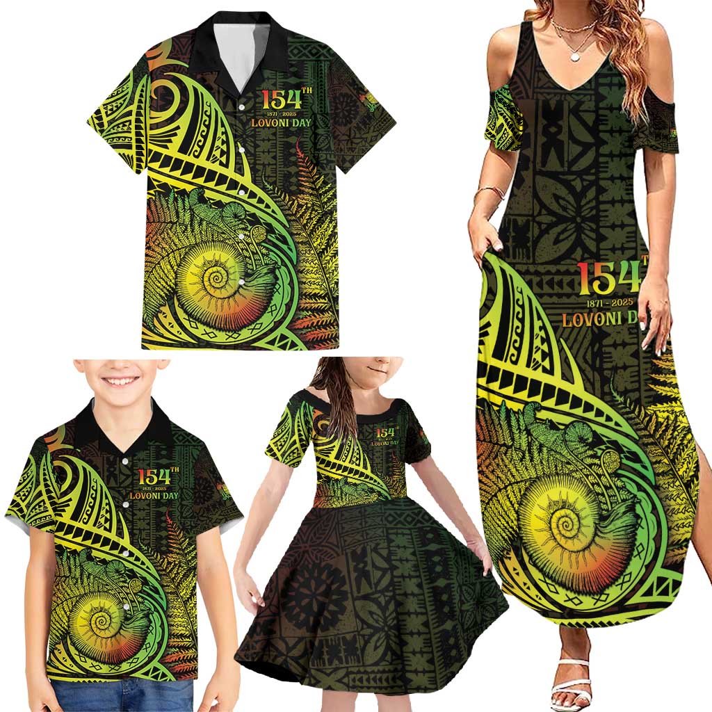 Personalised Fiji Lovoni Day Family Matching Summer Maxi Dress and Hawaiian Shirt 154th Years LT05 - Polynesian Pride