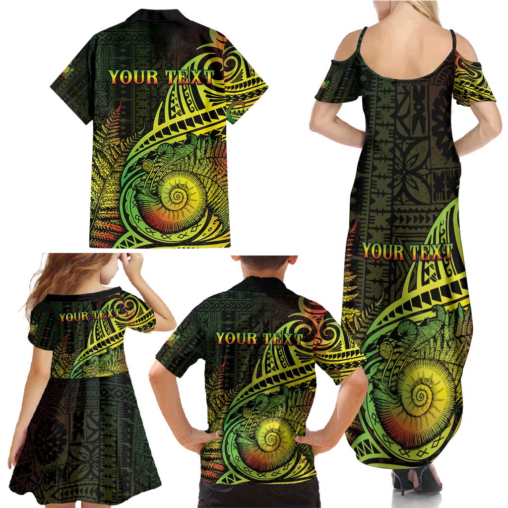 Personalised Fiji Lovoni Day Family Matching Summer Maxi Dress and Hawaiian Shirt 154th Years LT05 - Polynesian Pride