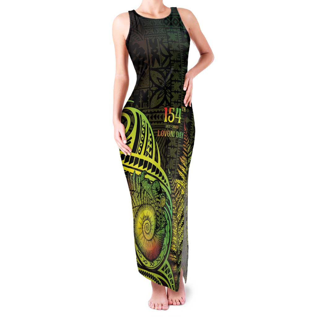 Personalised Fiji Lovoni Day Family Matching Tank Maxi Dress and Hawaiian Shirt 154th Years LT05 Mom's Dress Reggae - Polynesian Pride