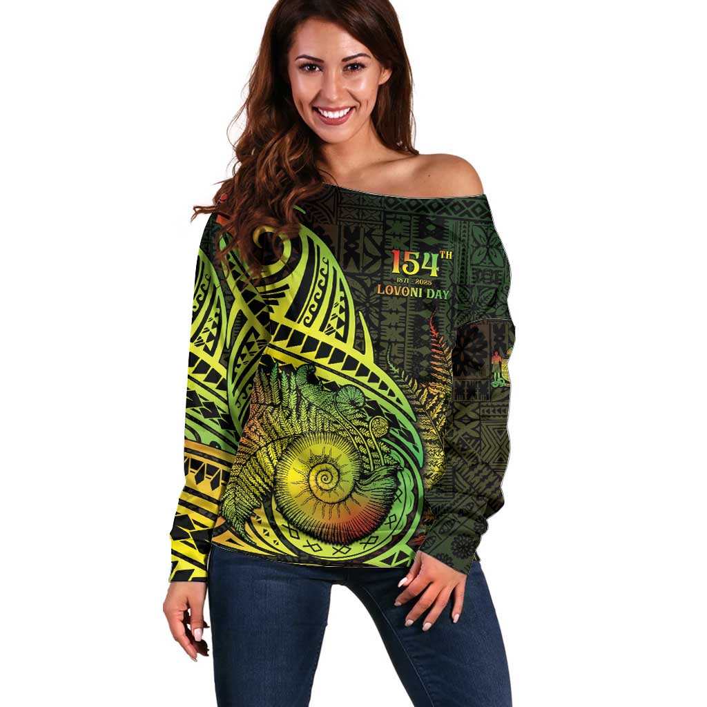 Personalised Fiji Lovoni Day Off Shoulder Sweater 154th Years