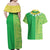 Fiji Lovoni Couples Matching Off Shoulder Maxi Dress and Hawaiian Shirt Fijian Tapa Salusalu Green Glitter