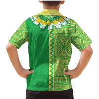 Fiji Lovoni Family Matching Mermaid Dress and Hawaiian Shirt Fijian Tapa Salusalu Green Glitter LT05 - Polynesian Pride