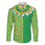 Fiji Lovoni Family Matching Off Shoulder Maxi Dress and Hawaiian Shirt Fijian Tapa Salusalu Green Glitter