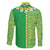 Fiji Lovoni Family Matching Off Shoulder Maxi Dress and Hawaiian Shirt Fijian Tapa Salusalu Green Glitter