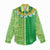 Fiji Lovoni Women Casual Shirt Fijian Tapa Salusalu Green Glitter