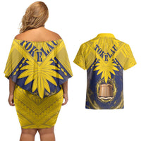 Tokelau Tokehega Day Couples Matching Off Shoulder Short Dress and Hawaiian Shirt National Badge Special Style LT05 - Polynesian Pride