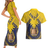 Tokelau Tokehega Day Couples Matching Short Sleeve Bodycon Dress and Hawaiian Shirt National Badge Special Style LT05 - Polynesian Pride