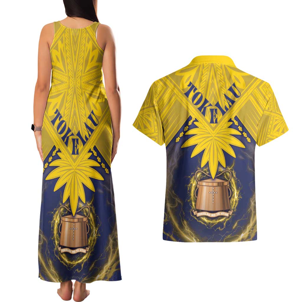 Tokelau Tokehega Day Couples Matching Tank Maxi Dress and Hawaiian Shirt National Badge Special Style LT05 - Polynesian Pride