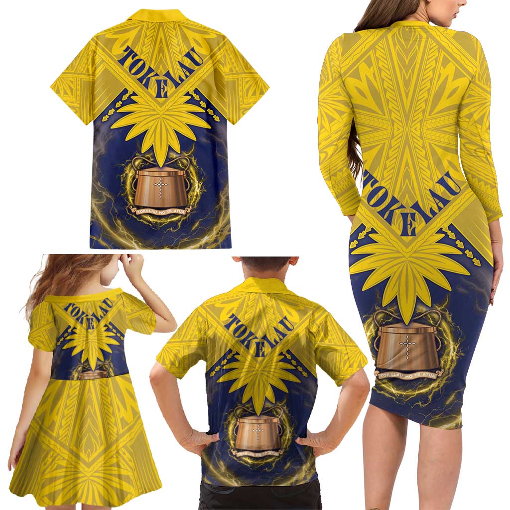 Tokelau Tokehega Day Family Matching Long Sleeve Bodycon Dress and Hawaiian Shirt National Badge Special Style LT05 - Polynesian Pride