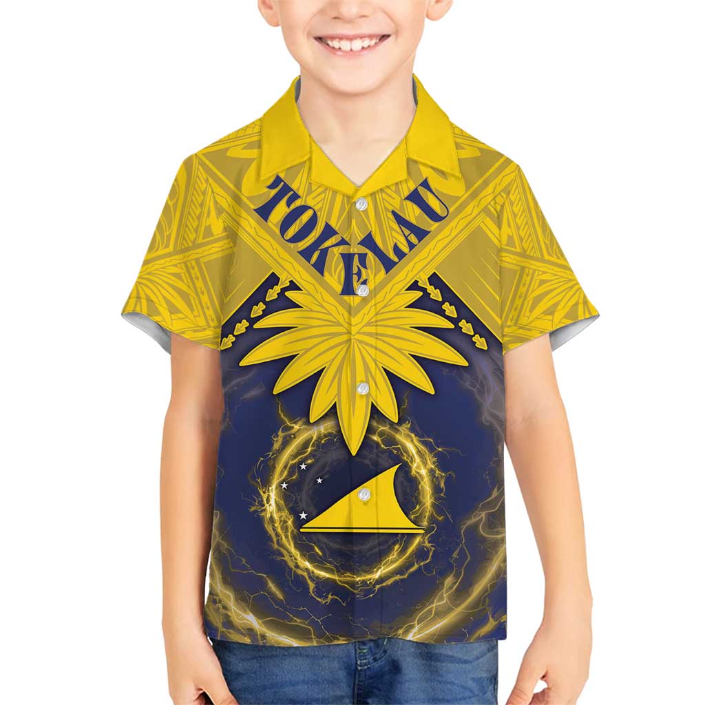 Tokelau Tokehega Day Family Matching Long Sleeve Bodycon Dress and Hawaiian Shirt National Badge Special Style LT05 Son's Shirt Yellow - Polynesian Pride