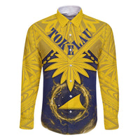 Tokelau Tokehega Day Family Matching Off The Shoulder Long Sleeve Dress and Hawaiian Shirt National Badge Special Style LT05 Dad's Shirt - Long Sleeve Yellow - Polynesian Pride