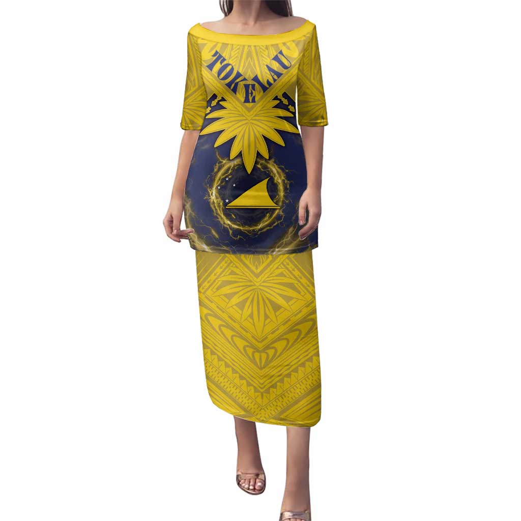 Tokelau Tokehega Day Family Matching Puletasi and Hawaiian Shirt National Badge Special Style LT05 Mom's Dress Yellow - Polynesian Pride