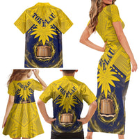 Tokelau Tokehega Day Family Matching Short Sleeve Bodycon Dress and Hawaiian Shirt National Badge Special Style LT05 - Polynesian Pride