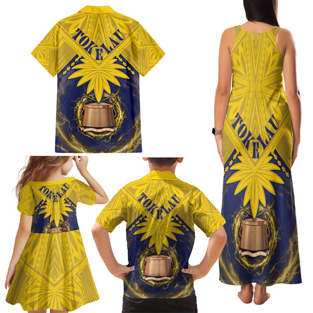 Tokelau Tokehega Day Family Matching Tank Maxi Dress and Hawaiian Shirt National Badge Special Style LT05 - Polynesian Pride