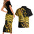 Kosrae Liberation Day Couples Matching Short Sleeve Bodycon Dress and Hawaiian Shirt Polynesian Floral Tattoo - Polynesian Pride