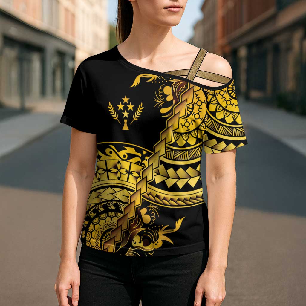 Kosrae Liberation Day Cross Shoulder Shirt Polynesian Floral Tattoo - Polynesian Pride