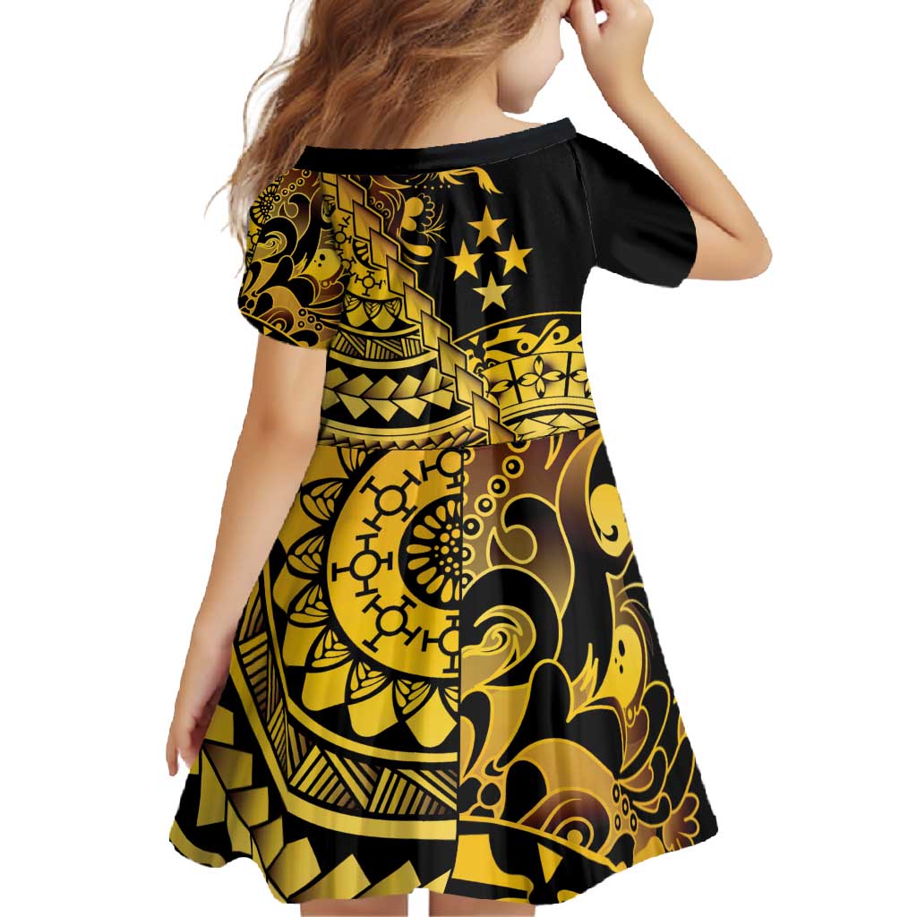 Kosrae Liberation Day Family Matching Long Sleeve Bodycon Dress and Hawaiian Shirt Polynesian Floral Tattoo LT05 - Polynesian Pride
