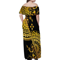 Kosrae Liberation Day Family Matching Off Shoulder Maxi Dress and Hawaiian Shirt Polynesian Floral Tattoo LT05 - Polynesian Pride