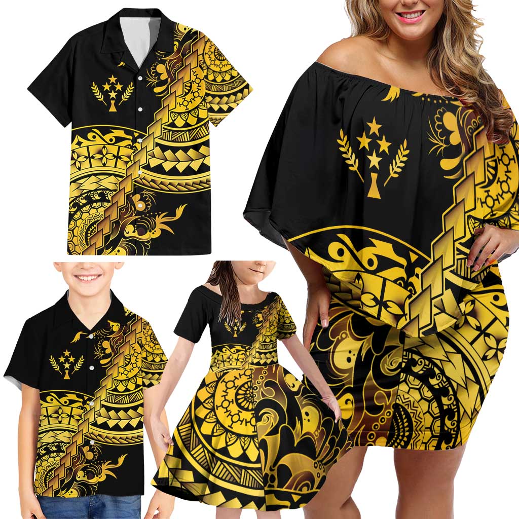 Kosrae Liberation Day Family Matching Off Shoulder Short Dress and Hawaiian Shirt Polynesian Floral Tattoo LT05 - Polynesian Pride